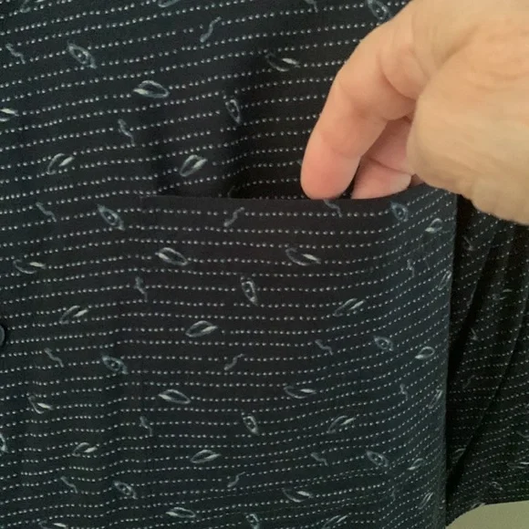 Mens Crazy Horse Navy Blue Print Button Down Shirt sz L - Picture 3 of 6